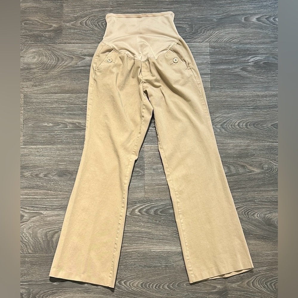 Old Navy Maternity Pants Size 8 Pockets Bootcut Full Panel Color Tan Khaki